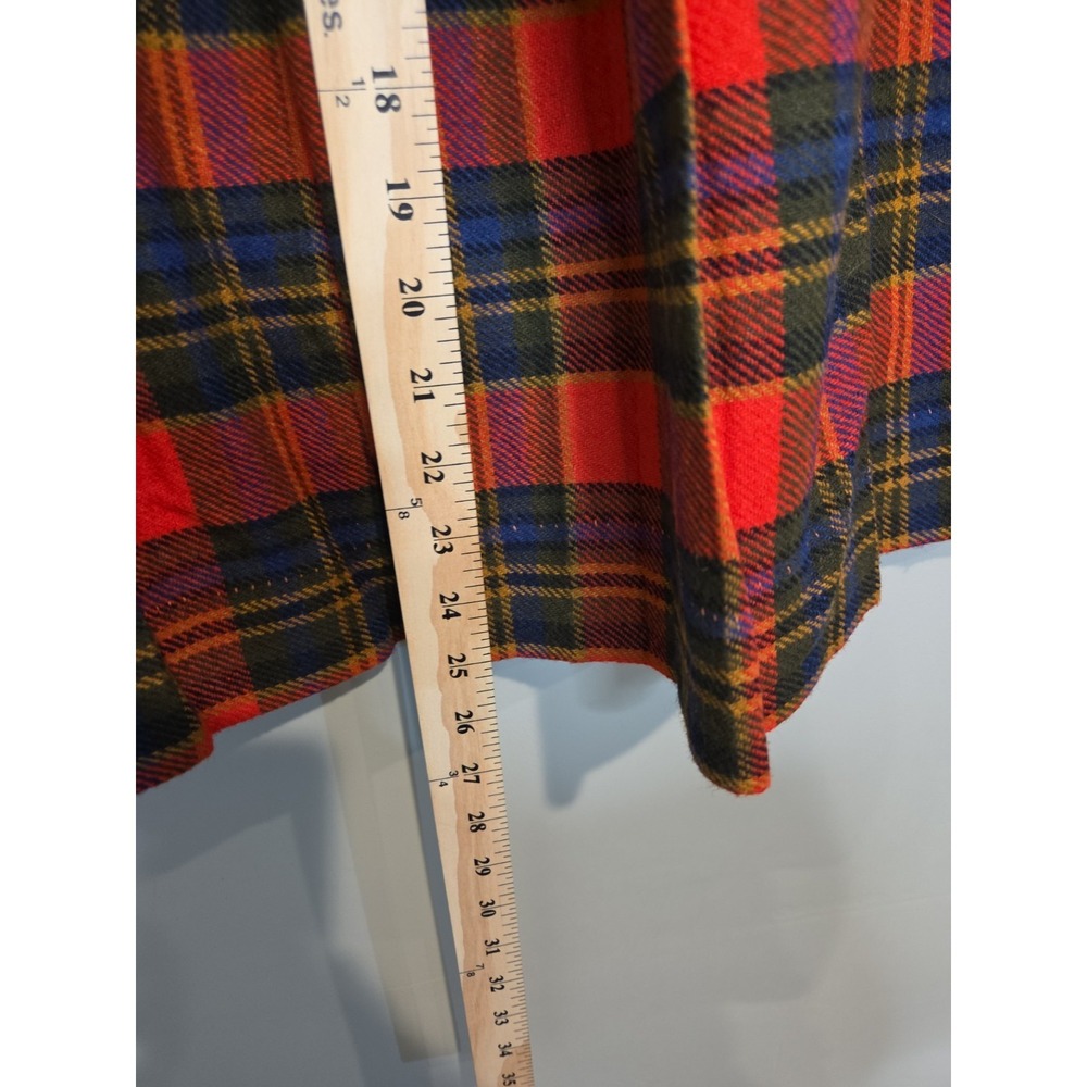 Vintage ILGWU Plaid Pleated Kilt Skirt Red Blue Wool Academic Midi Womens Small - Picture 3 of 5